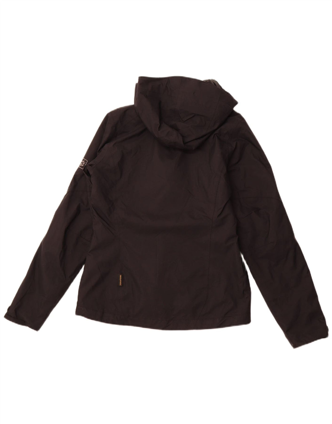 JACK WOLFSKIN Giacca a vento con cappuccio da donna UK 10 Small Nero Poliammide