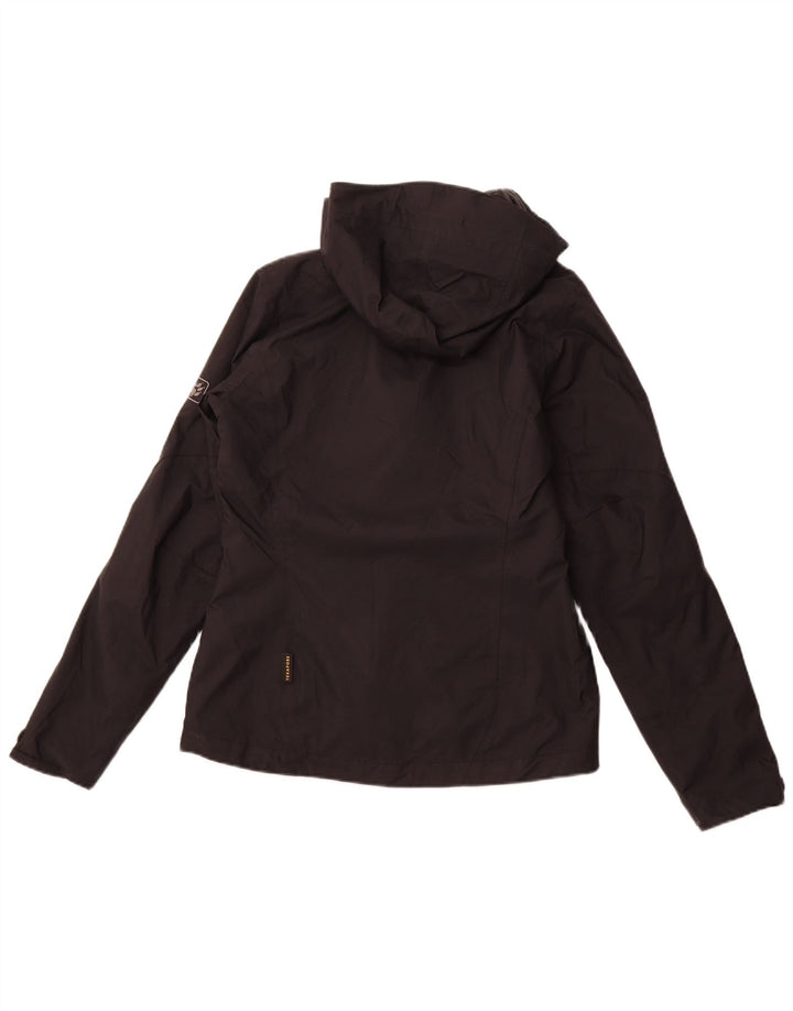 JACK WOLFSKIN Giacca a vento con cappuccio da donna UK 10 Small Nero Poliammide
