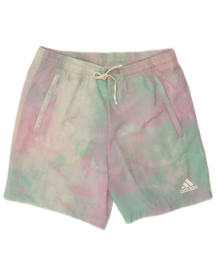 Pantaloncini sportivi da uomo Adidas medi multicolore in poliestere tie-dye