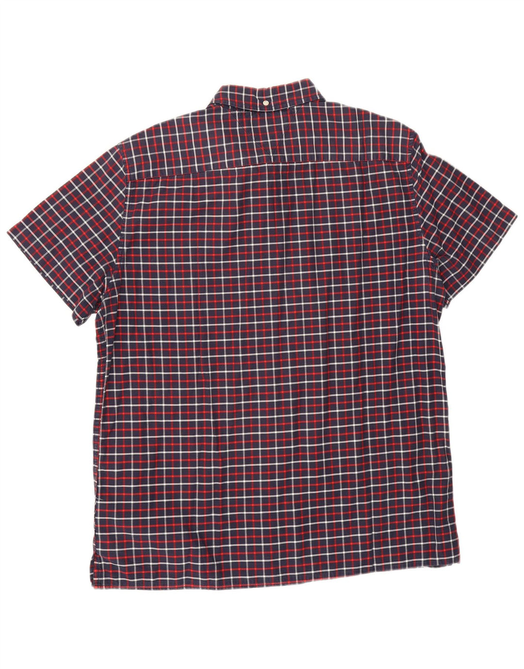 Camicia slim fit a maniche corte da uomo Tommy Hilfiger, grande motivo a quadri blu navy