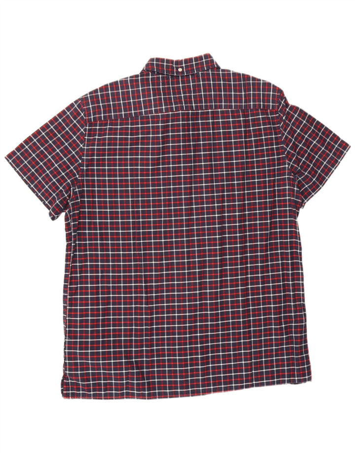 Camicia slim fit a maniche corte da uomo Tommy Hilfiger, grande motivo a quadri blu navy