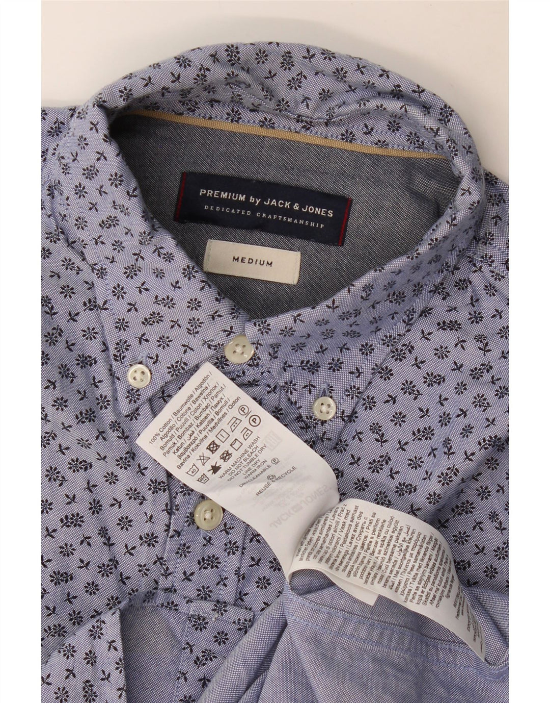 Camicia da uomo Jack & Jones in cotone floreale blu medio