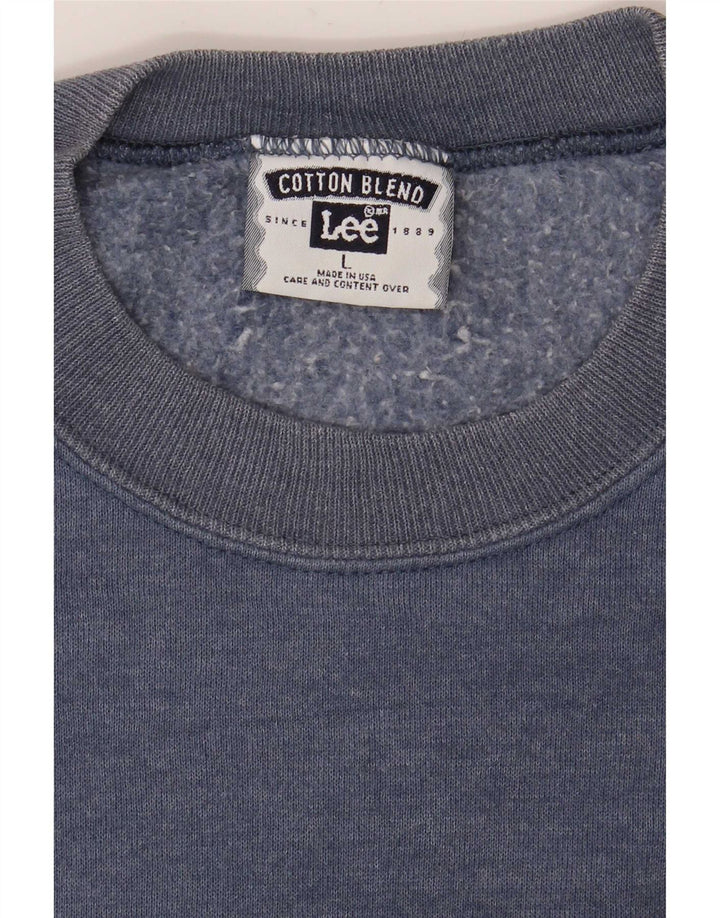 Felpa Lee da uomo a maniche corte, maglione grande, cotone blu