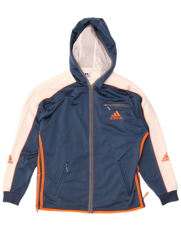 Giacca da ginnastica con cappuccio Adidas da ragazzo 13-14 anni Blu Colourblock