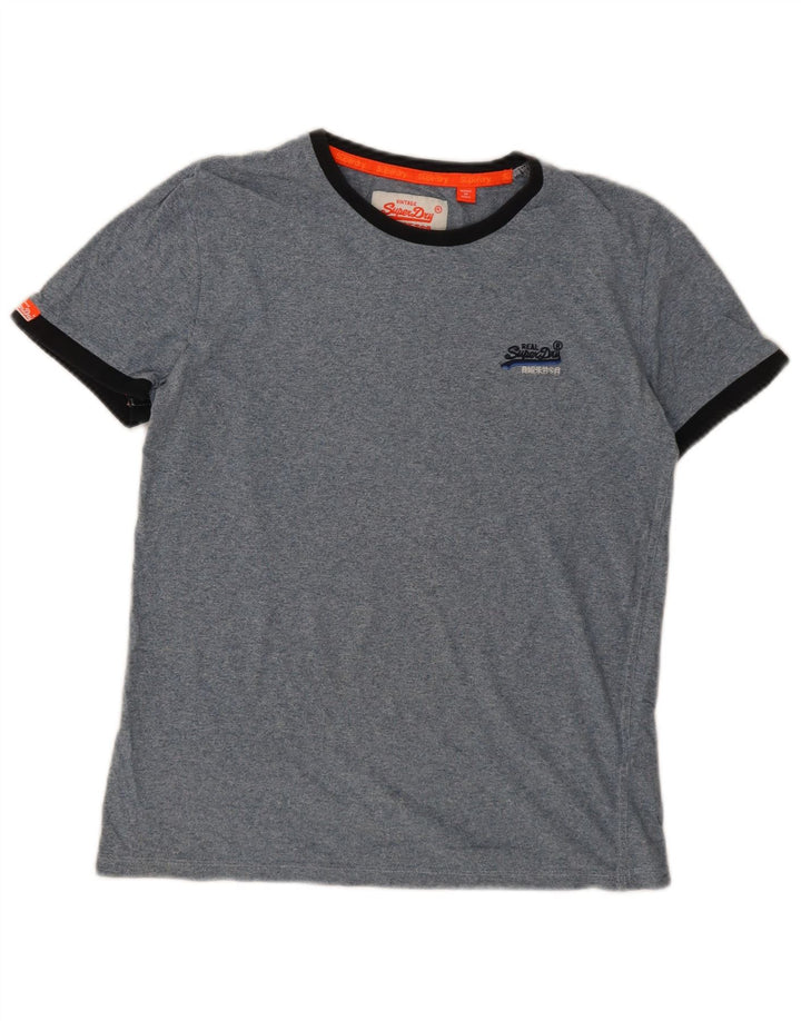 T-shirt da uomo Superdry Top in cotone chiazzato blu medio