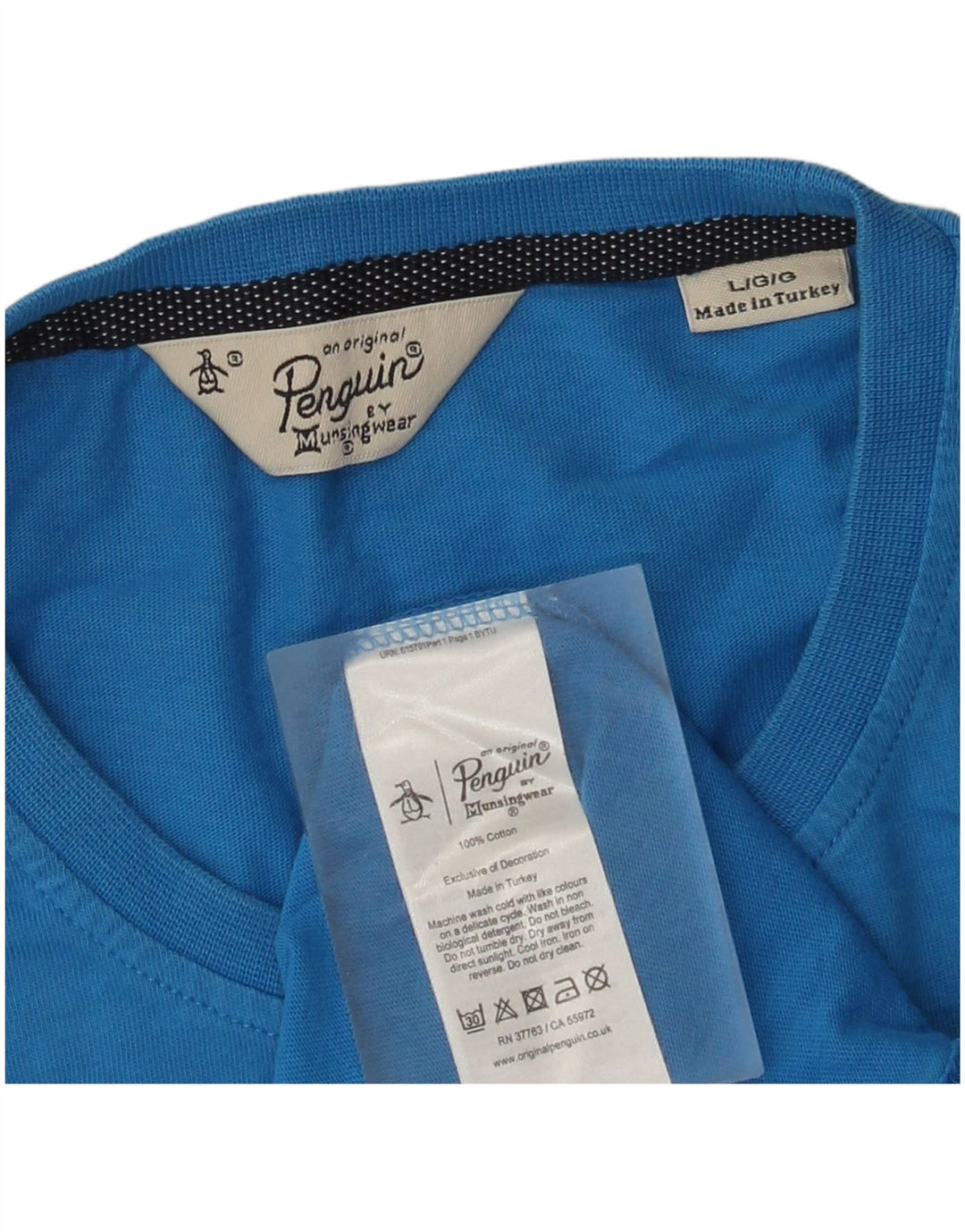T-shirt da uomo Penguin Top grande in cotone blu