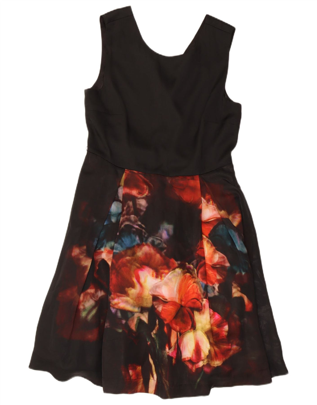 Ted Baker Abito da donna senza maniche a trapezio taglia 3 medio nero floreale