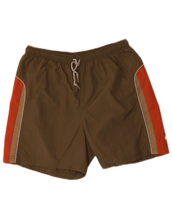 Pantaloncini da bagno da uomo Lotto UK 40/42 Large in nylon color block kaki