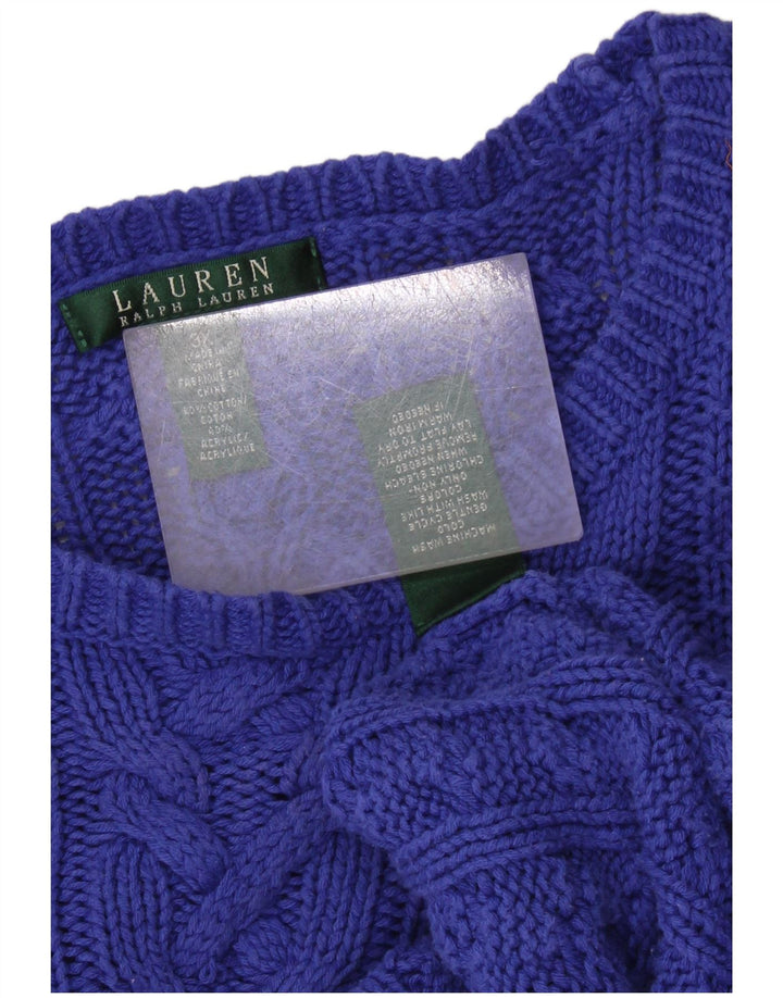 RALPH LAUREN Maglione da donna con scollo a barca UK 22 3XL Cotone blu