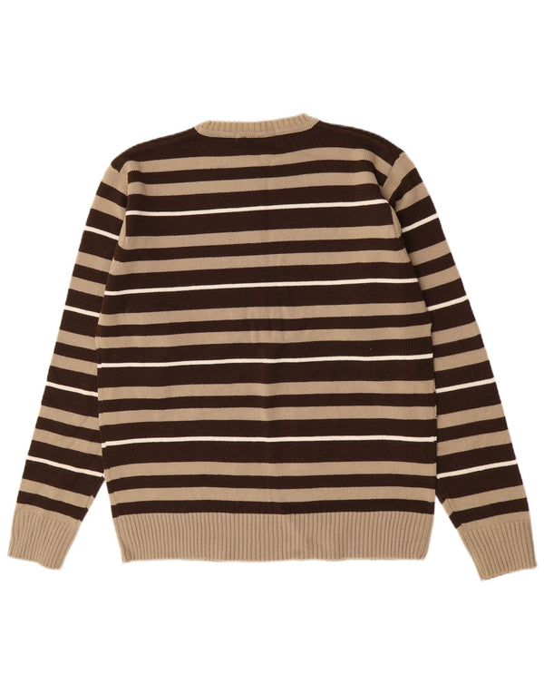 Maglione da uomo girocollo Ben Sherman in acrilico a righe marrone medio