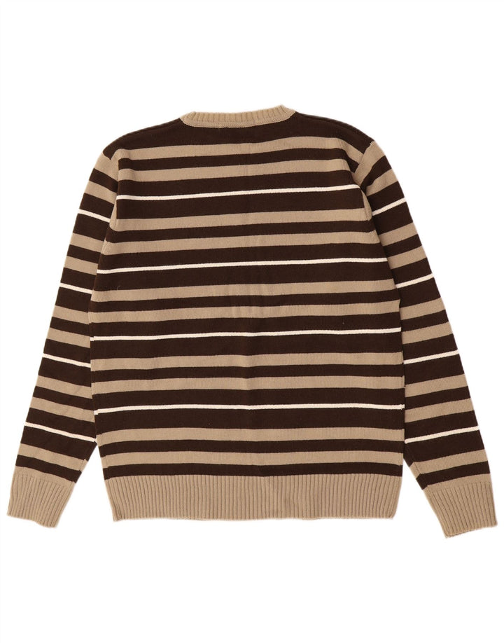 Maglione da uomo girocollo Ben Sherman in acrilico a righe marrone medio