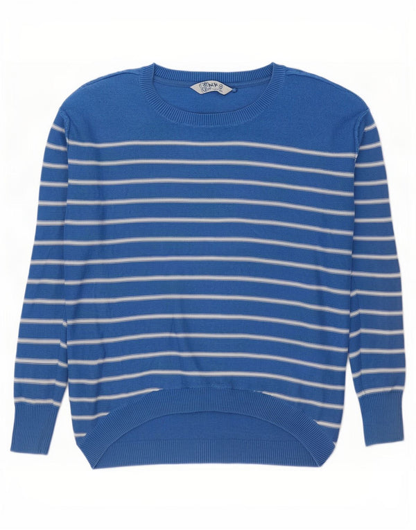 Fat Face Womens Oversized Boat Neck Jumper Sweater UK 10 Small Blue Striped