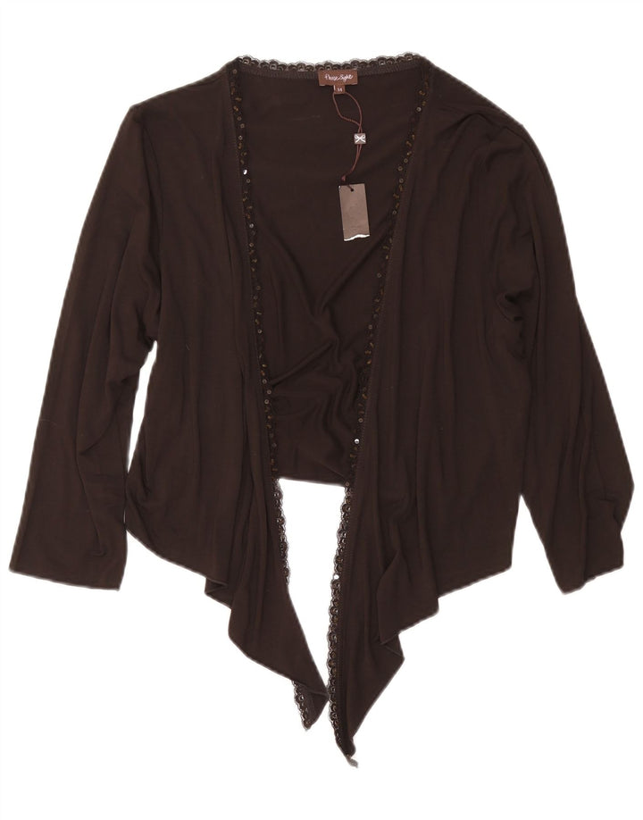PHASE EIGHT Top cardigan corto da donna con maniche a 3/4 UK 14 Marrone medio