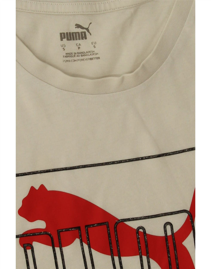 T-shirt grafica da uomo Puma Top Small in cotone bianco