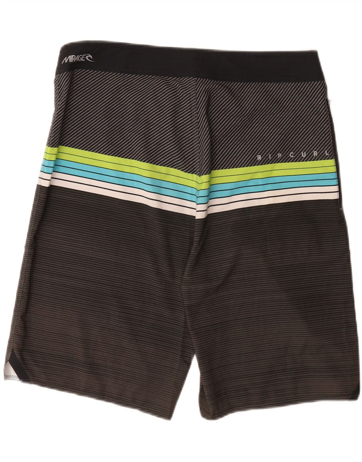 RIP CURL Mens Graphic Swimming Shorts Medium  Grey Striped Polyester Vintage Rip Curl and Second-Hand Rip Curl from Messina Hembry 