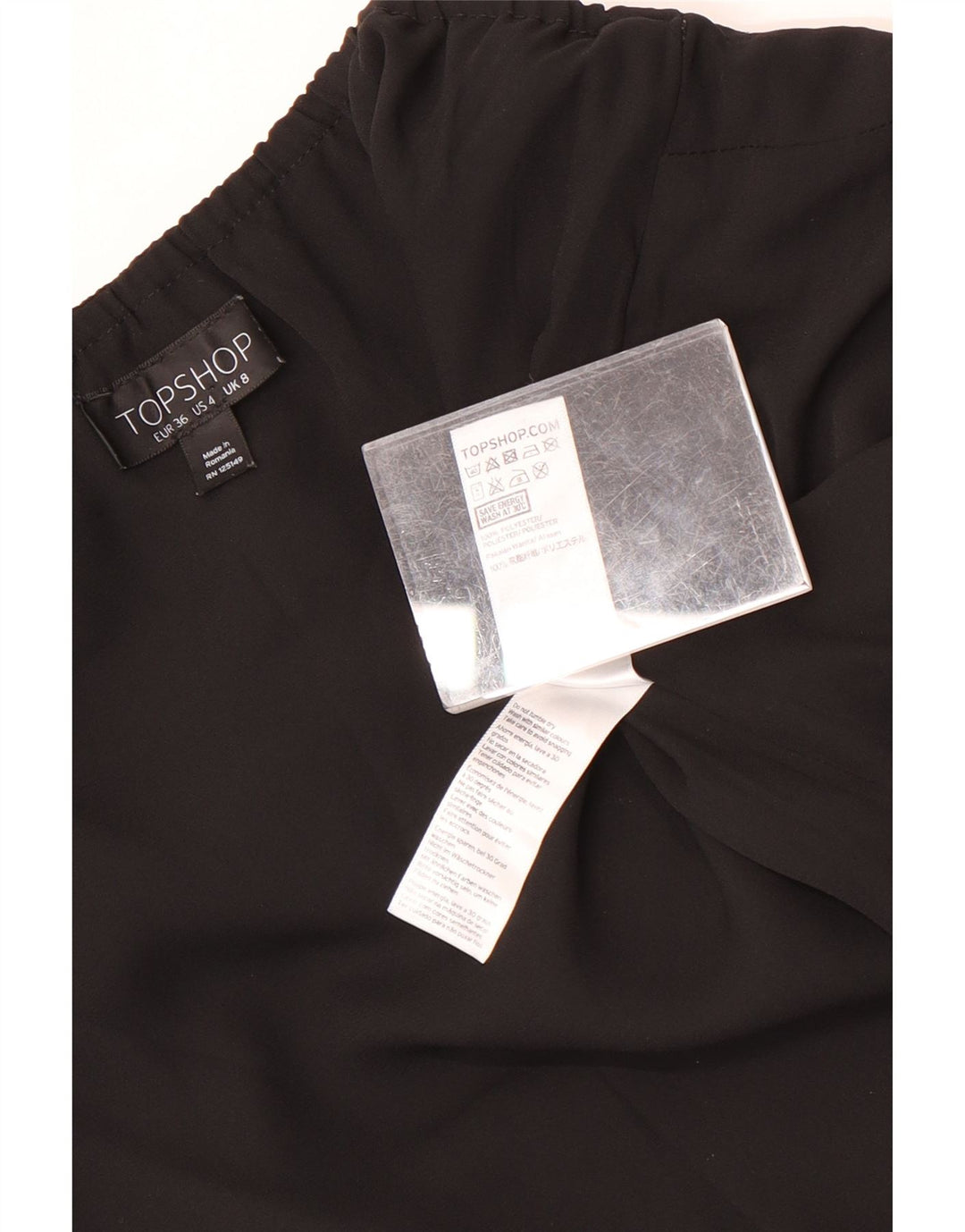 Topshop Top da donna corto alla caviglia UK 8 piccolo poliestere nero