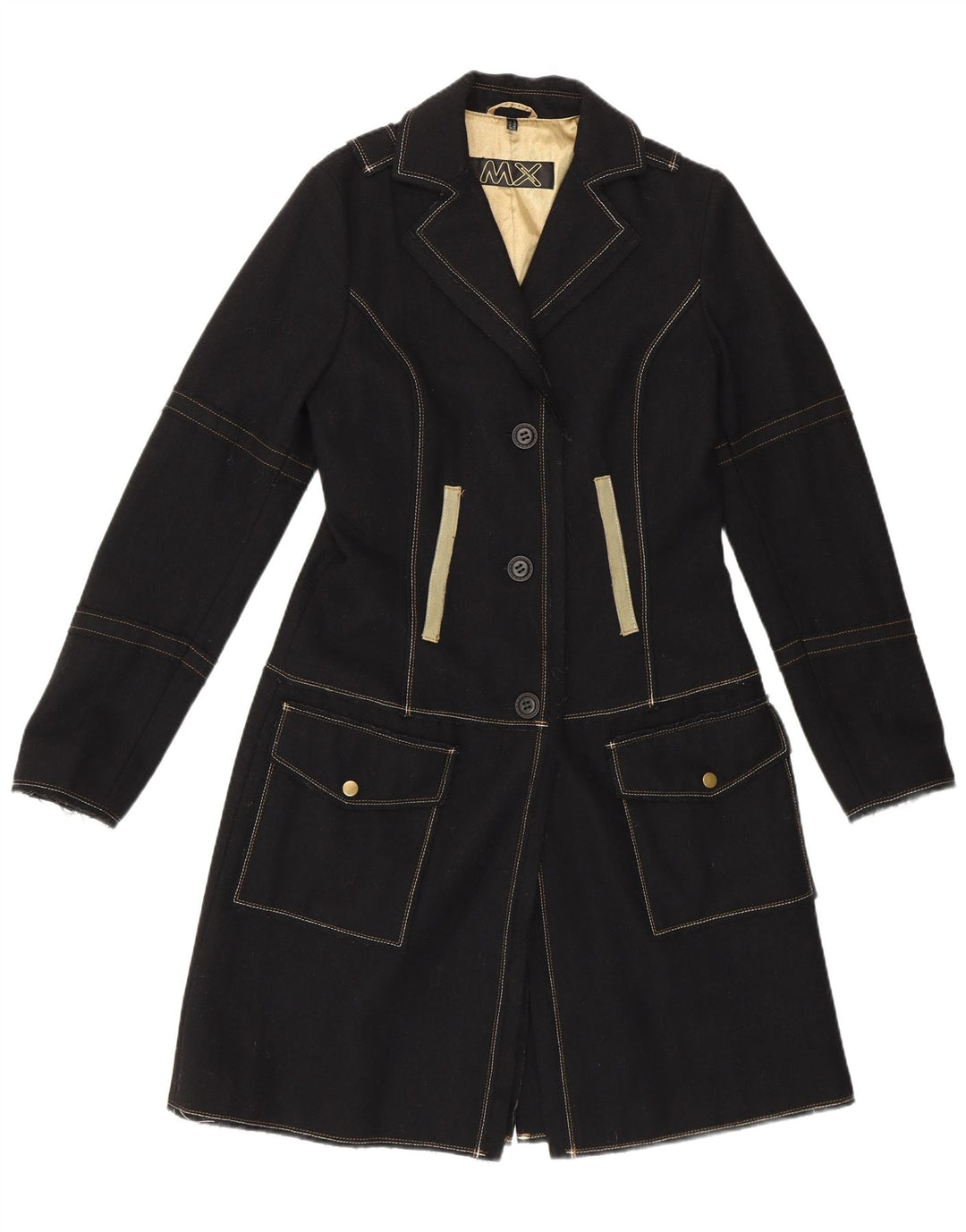 Soprabito militare vintage da donna UK 10 piccolo classico in lana nera