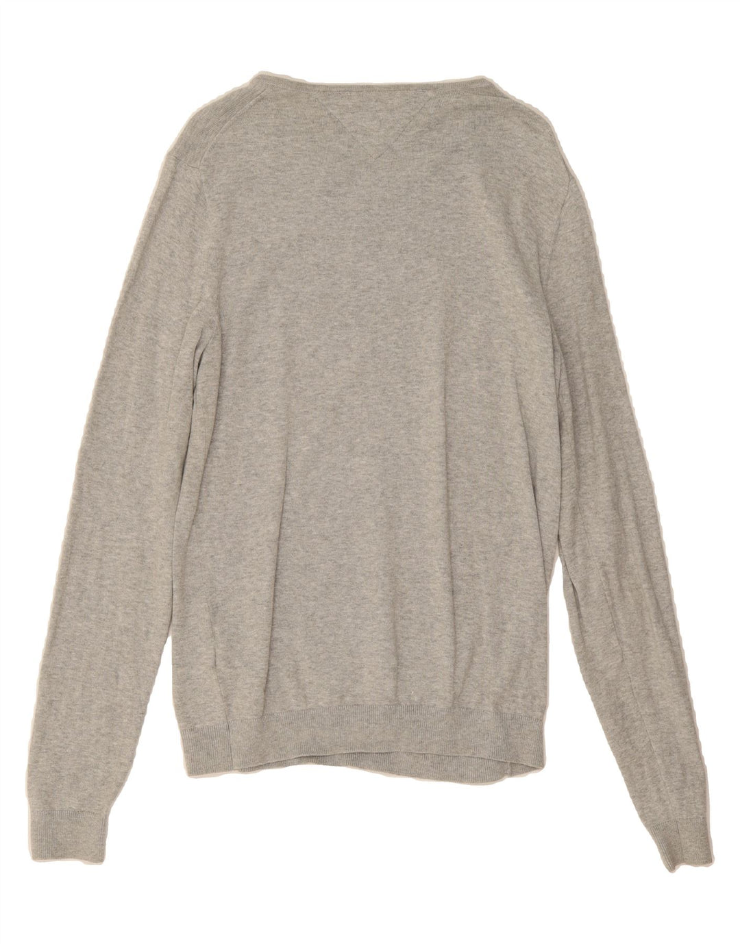 TOMMY HILFIGER Mens V-Neck Jumper Sweater Small Grey Cotton Vintage Tommy Hilfiger and Second-Hand Tommy Hilfiger from Messina Hembry 