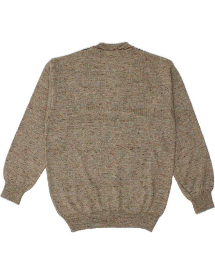 RODES Maglione da uomo con scollo a V, grigio medio, lana a rombi/diamante