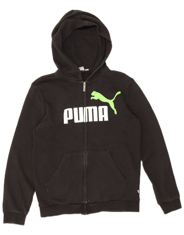 Felpa con cappuccio e zip grafica Puma da bambino 13-14 anni in cotone nero
