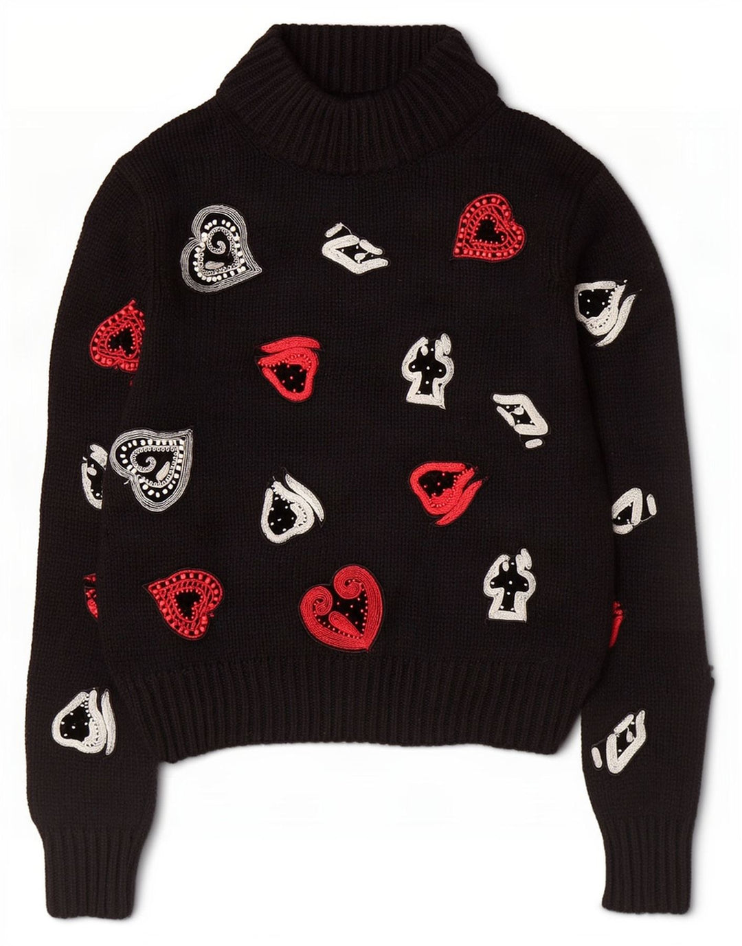 Maglione a collo alto con grafica da donna Zara UK 12 medio nero
