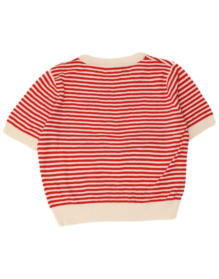 Maglione maglione girocollo da donna PEPALOVES UK 14 a righe rosse medie