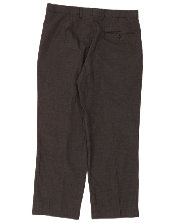 Pantaloni da abito dritti su misura da uomo Marks & Spencer W32 L26 in lana grigia