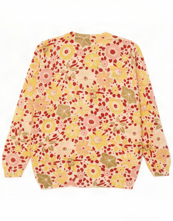 Sisley maglione girocollo da donna UK 14 grande floreale multicolore