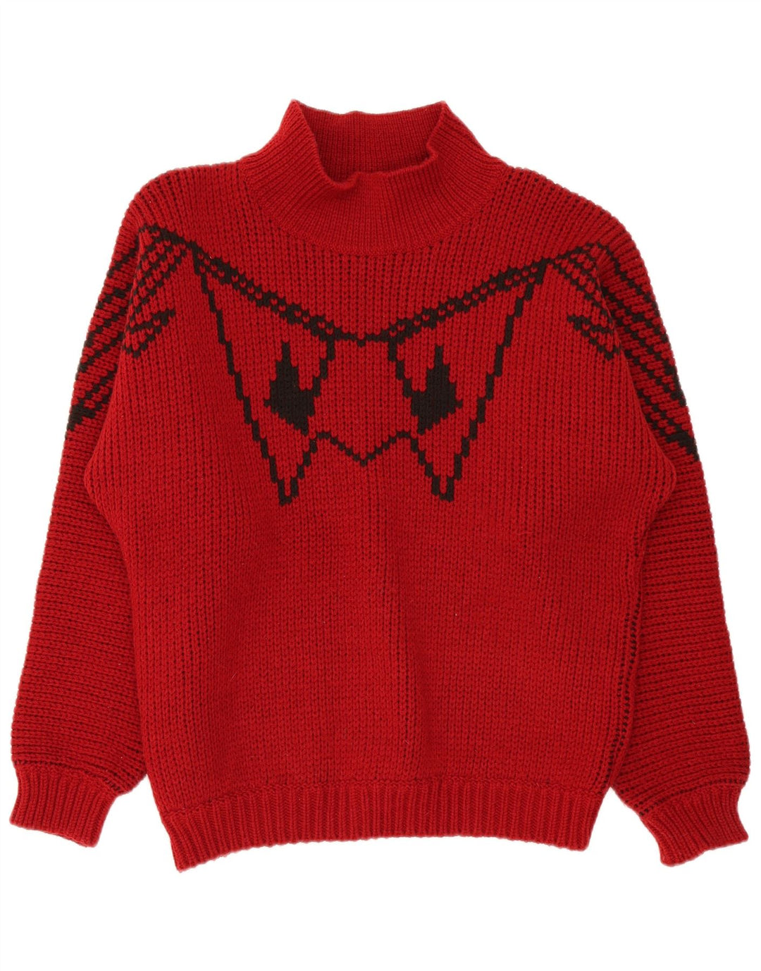 Maglione da uomo Lindbergh con collo alto e maglione grande in lana geometrica rossa
