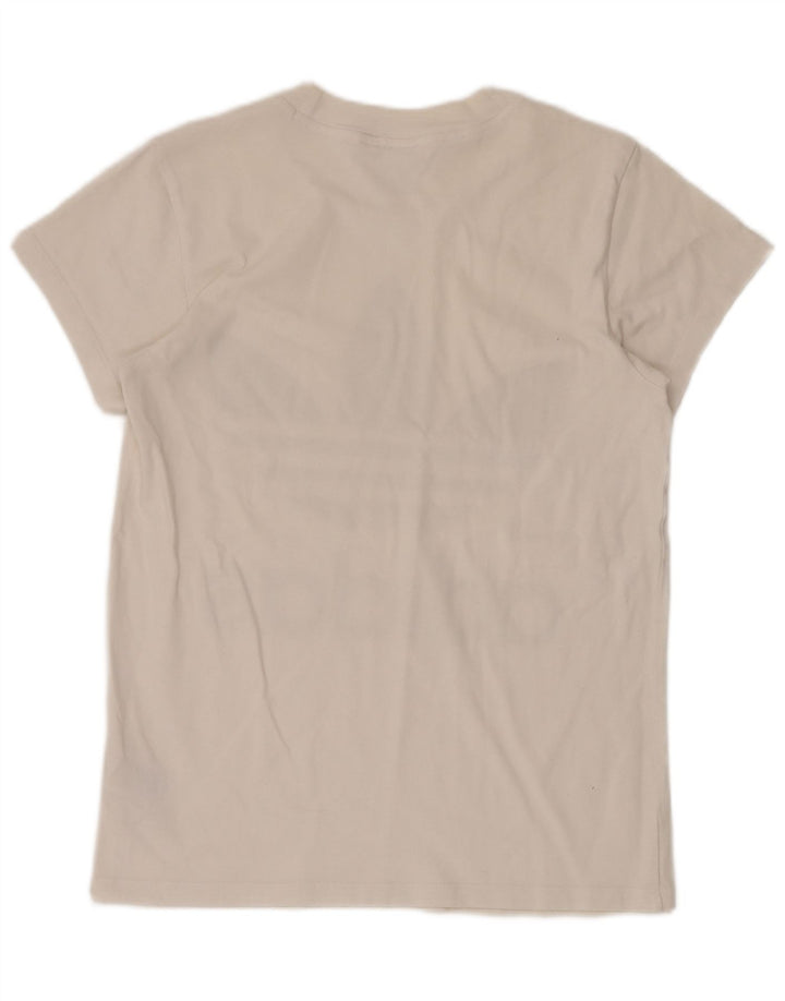 ADIDAS T-shirt grafica oversize da donna Top UK 2 2XS Cotone bianco