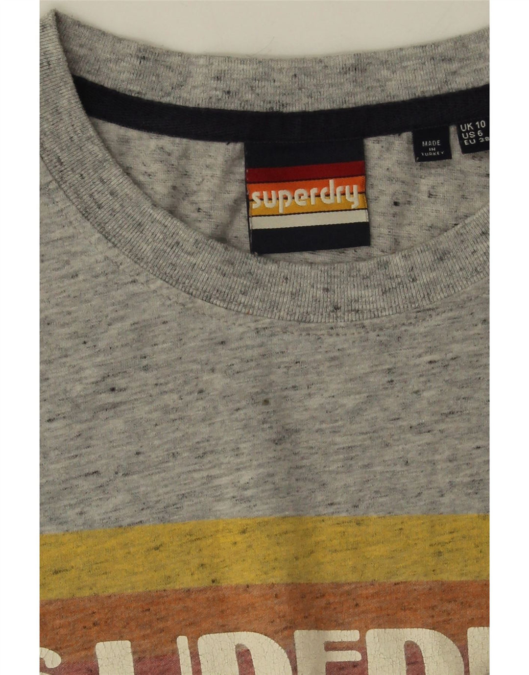 T-shirt grafica oversize da donna Superdry Top UK 10 Small Grey Flecked