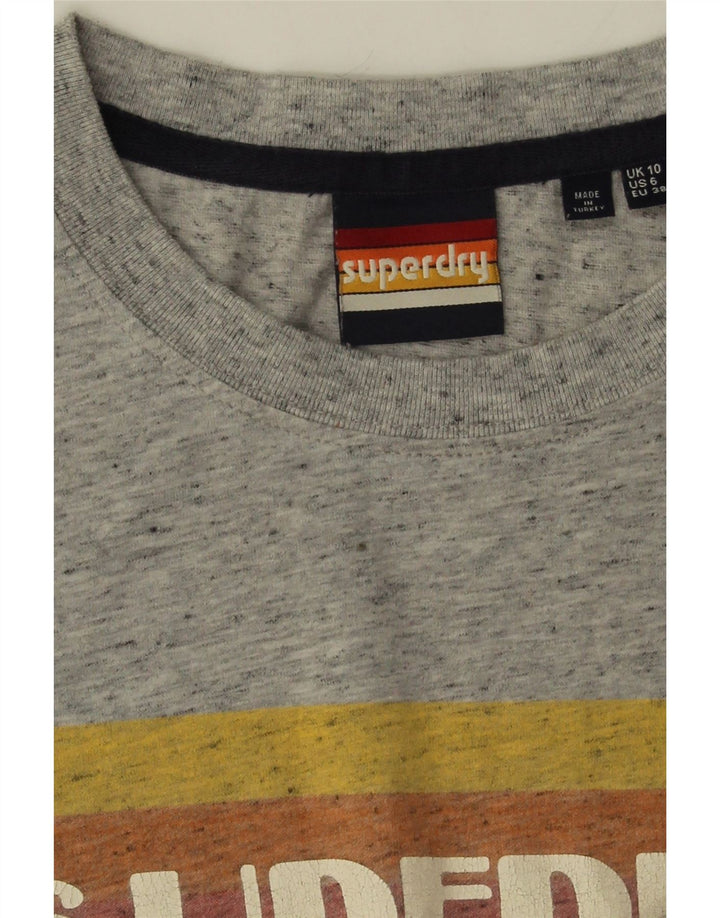 T-shirt grafica oversize da donna Superdry Top UK 10 Small Grey Flecked