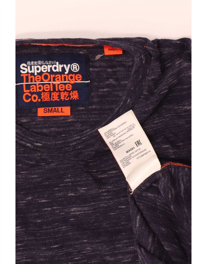 Top da uomo Superdry a maniche lunghe in cotone screziato blu navy