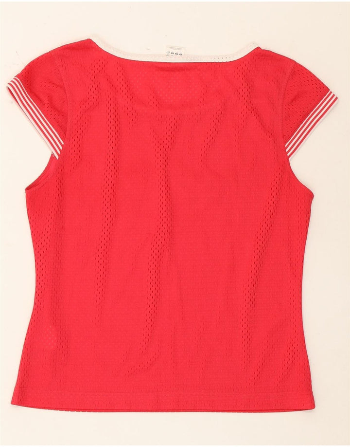T-shirt grafica da donna Adidas Top UK 12 poliestere rosso medio