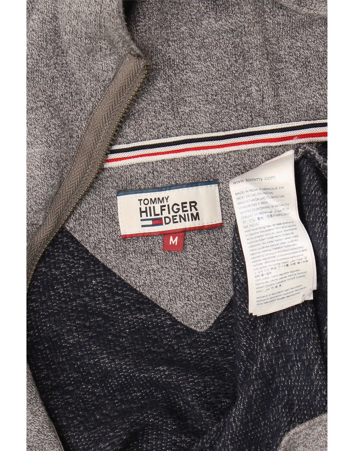 Maglione con cappuccio da uomo Tommy Hilfiger in cotone chiazzato grigio medio