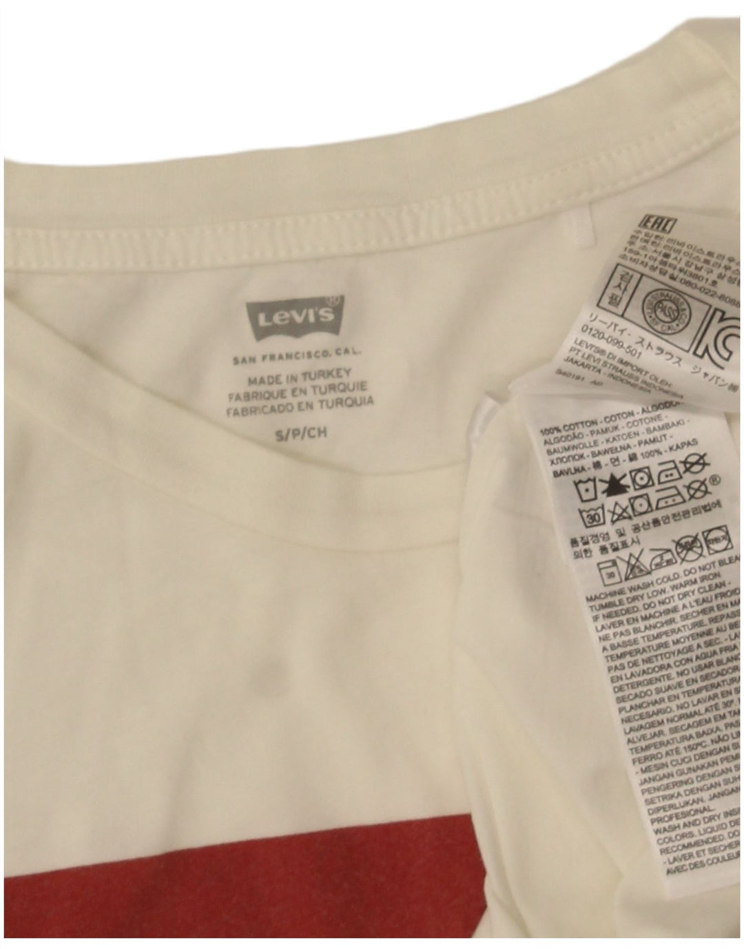 T-shirt grafica da donna Levi's Top UK 8 Small in cotone bianco