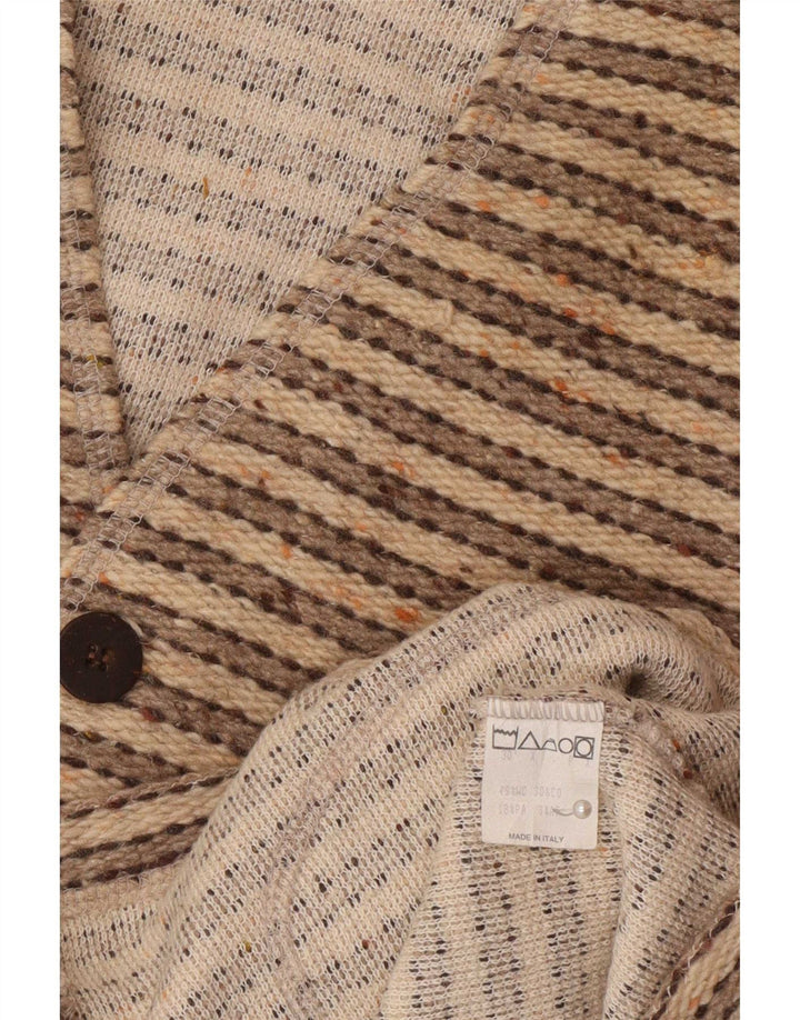 Wit Boy Maglione cardigan senza maniche da uomo in lana a righe beige piccola