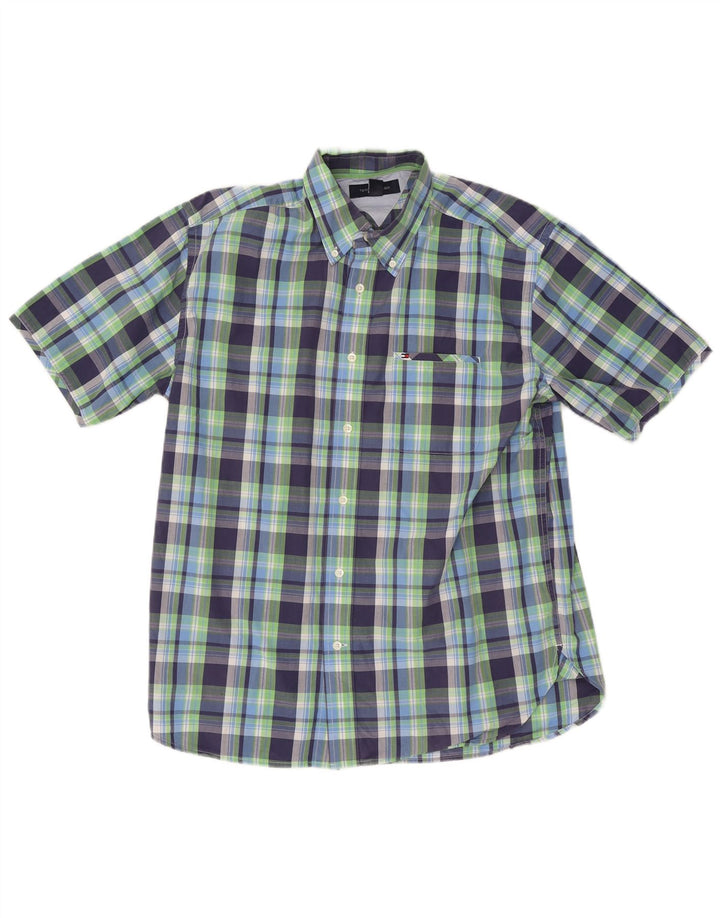 Camicia da uomo a maniche corte Regular Fit Tommy Hilfiger in cotone scozzese blu medio