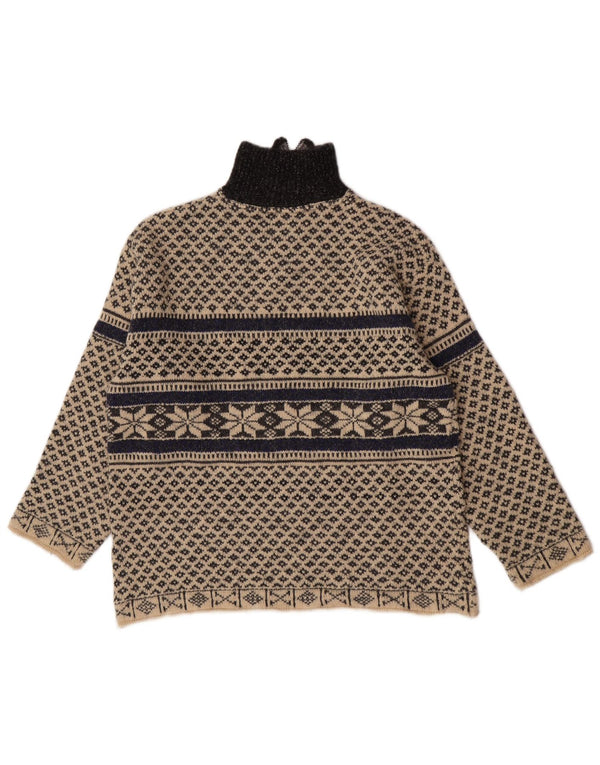 Maglione vintage da uomo con zip e collo XL Beige Fair Isle