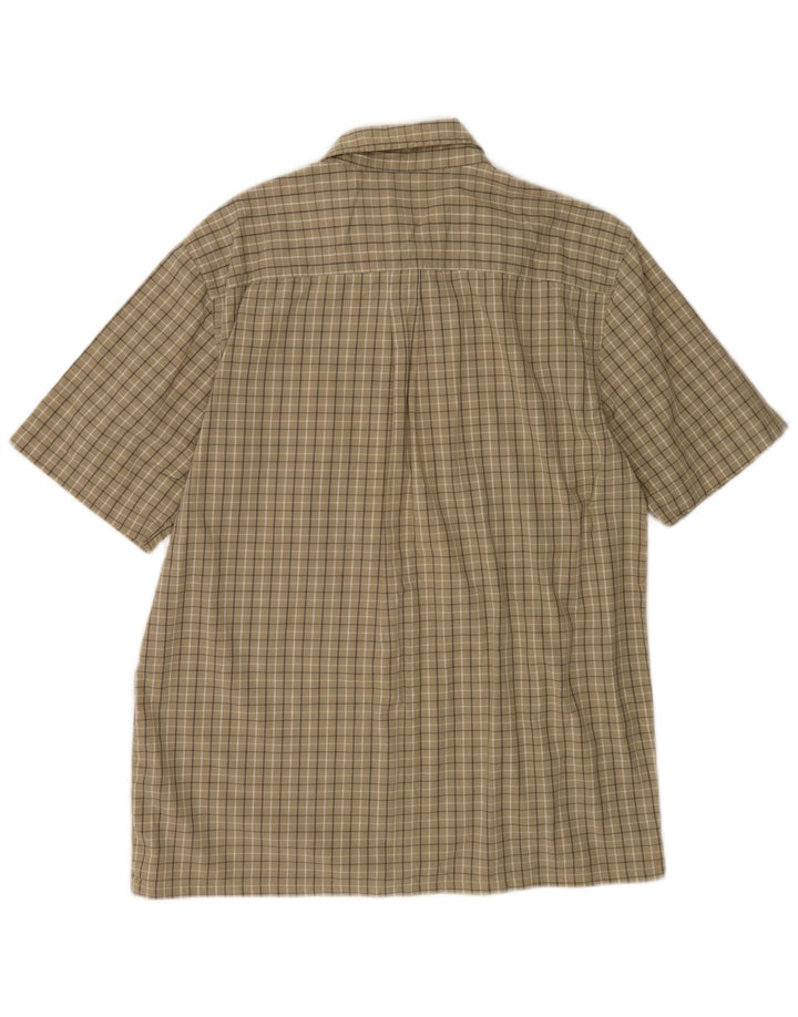 Camicia a maniche corte da uomo Calvin Klein Jeans in cotone a quadri kaki medio