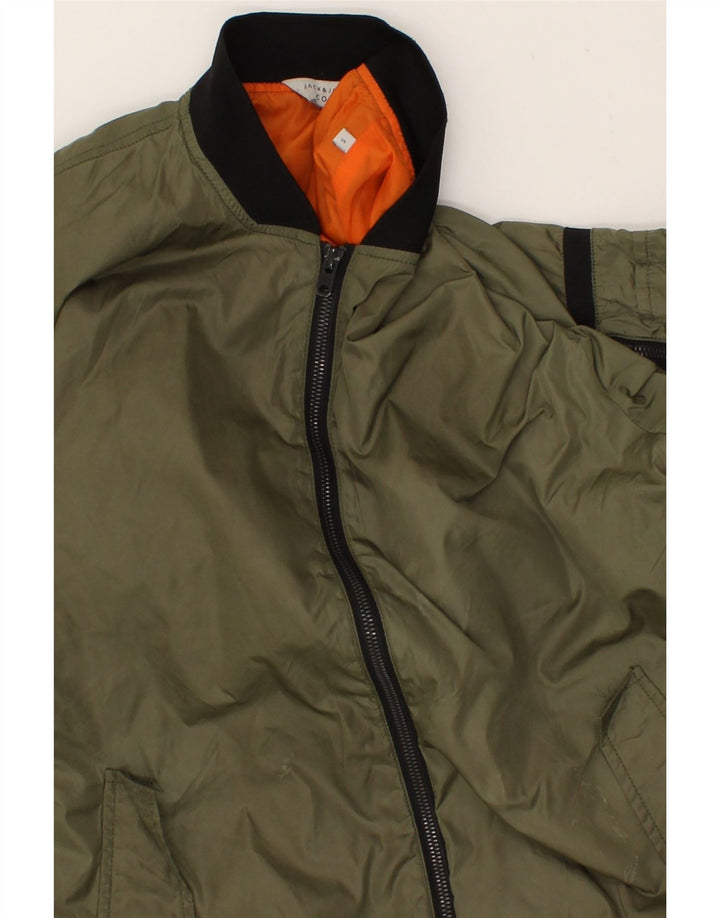 JACK & JONES Mens Bomber Jacket UK 36 Small Khaki Polyester Vintage Jack & Jones and Second-Hand Jack & Jones from Messina Hembry 