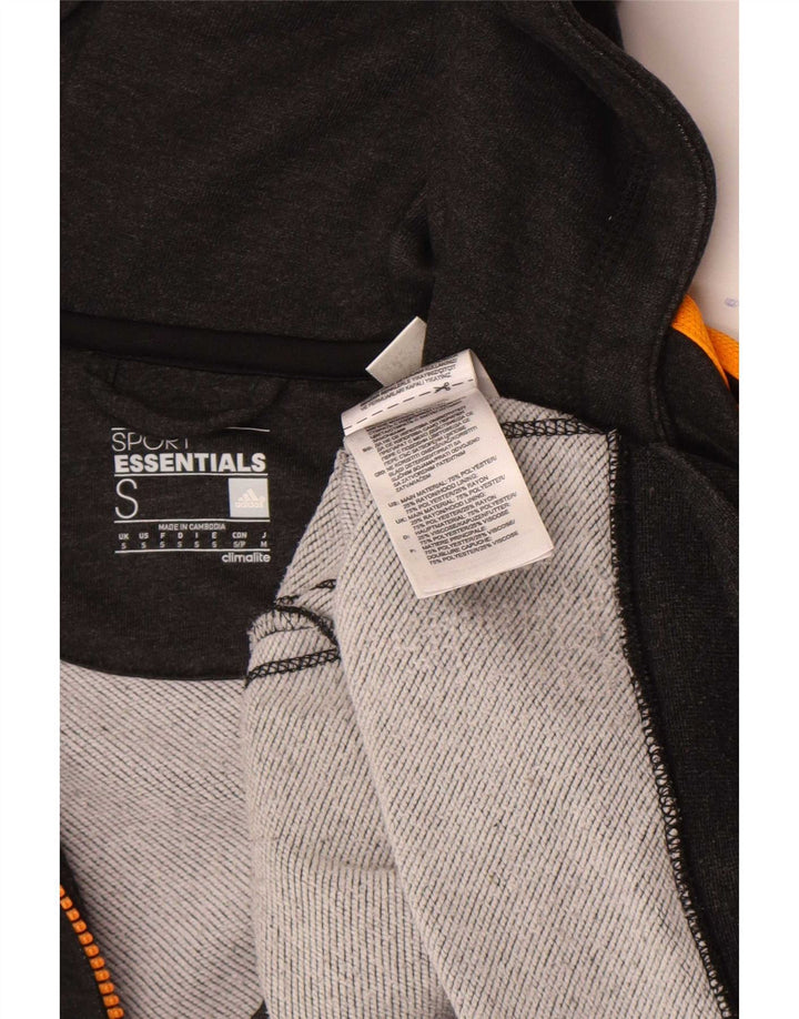 Maglione con cappuccio e zip Adidas Climalite da uomo piccolo in poliestere grigio