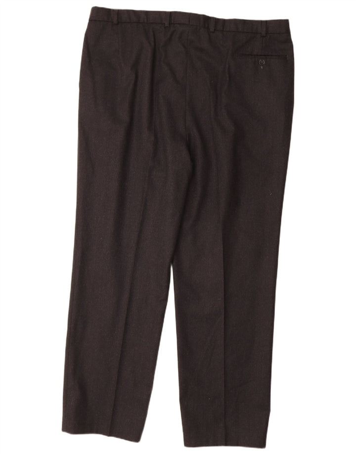 MARKS & SPENCER Pantaloni da abito con pegging da uomo W44 L33 Lana nera