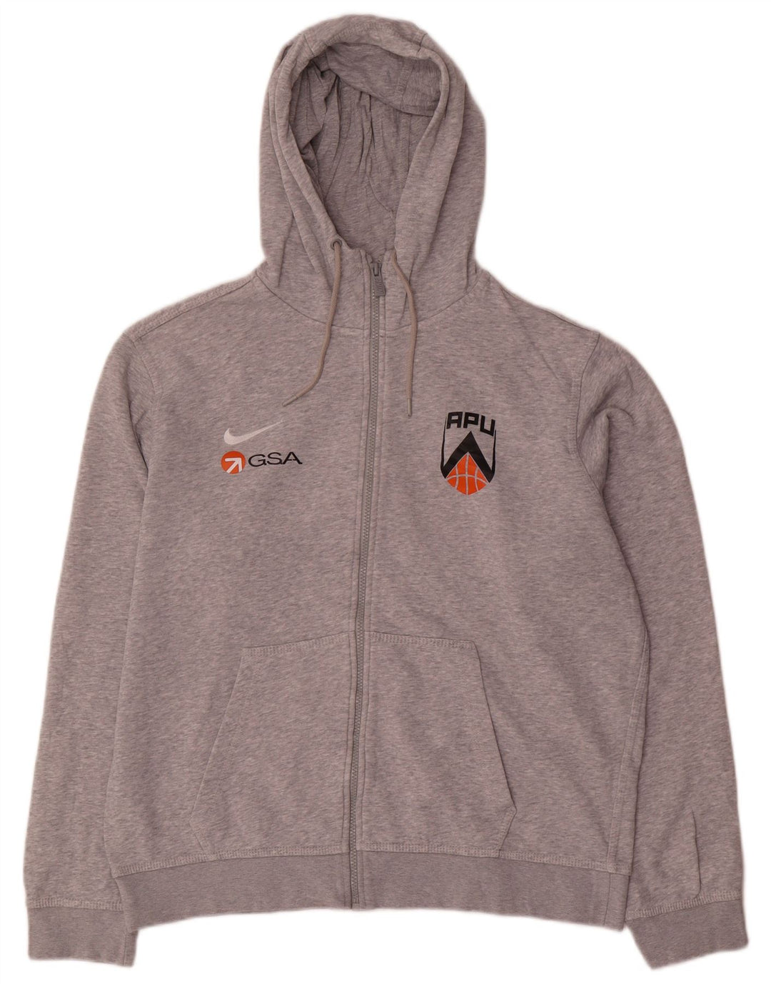 Felpa con cappuccio e zip grafica Nike da uomo grande grigia screziata