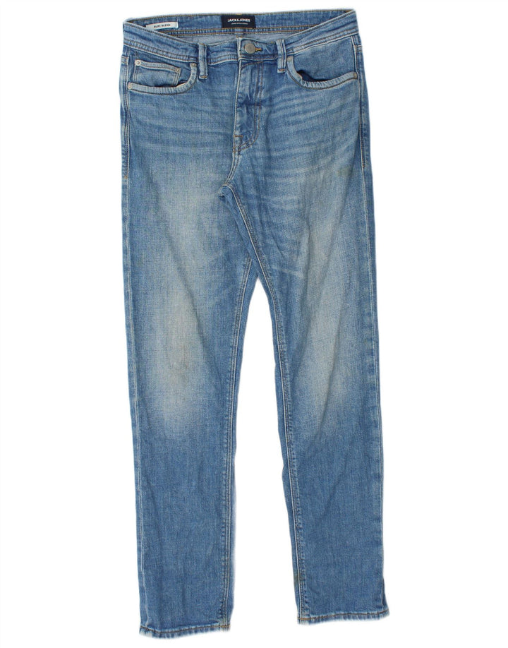 JACK & JONES Jeans slim da uomo GLENN W27 L30 cotone blu