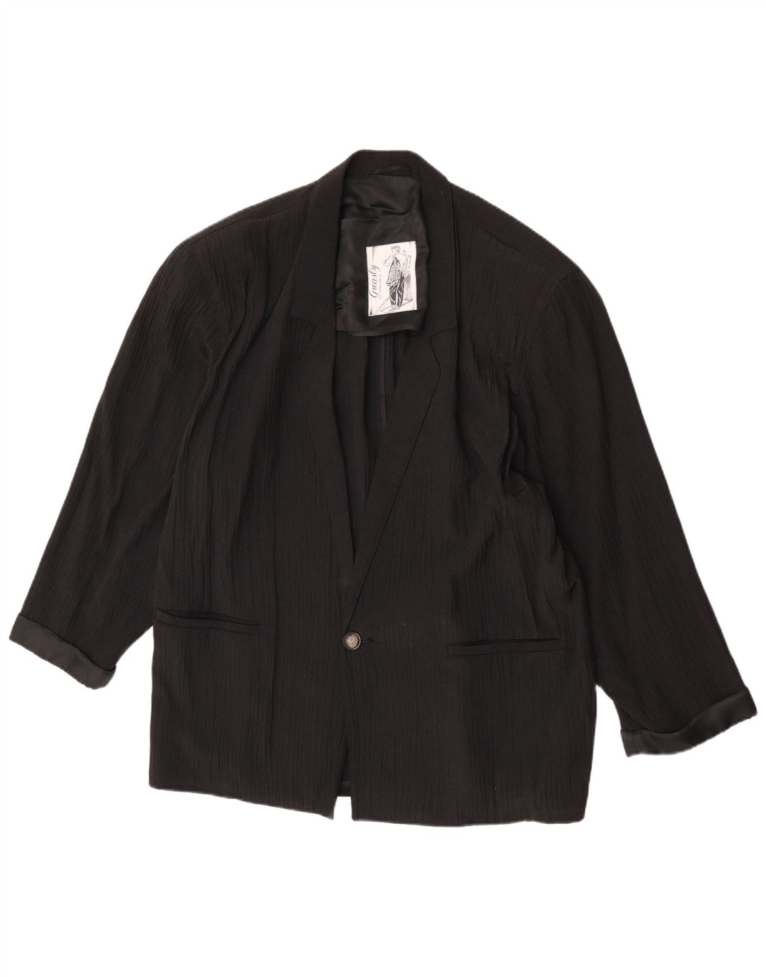 Giacca blazer vintage da uomo a 1 bottone UK 40 grande nera
