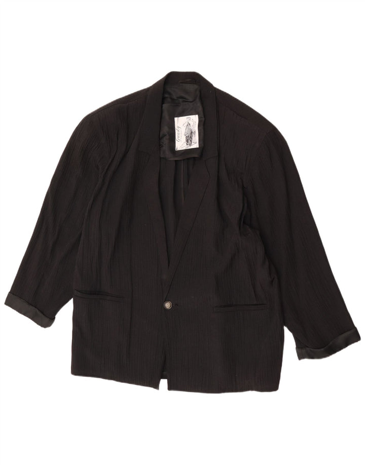 Giacca blazer vintage da uomo a 1 bottone UK 40 grande nera