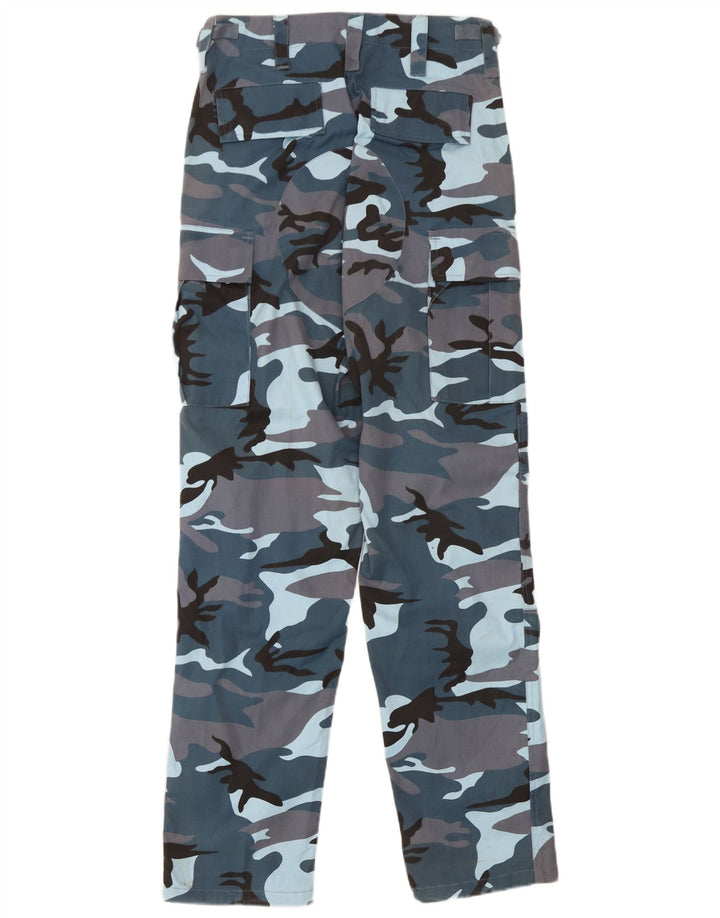 Pantaloni cargo vintage da uomo vestibilità regolare W30 L32 poliestere mimetico blu