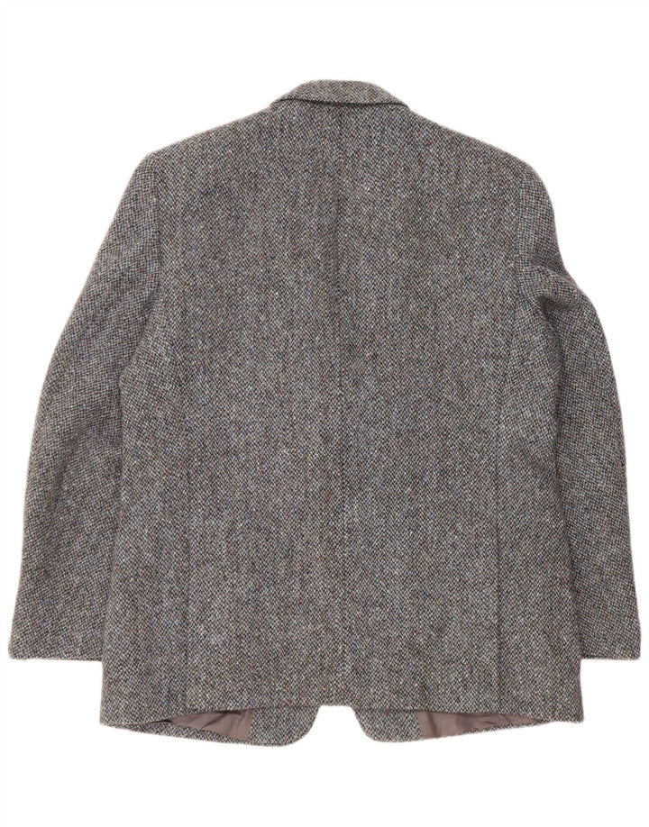 Giacca blazer a 2 bottoni da uomo Harris Tweed UK 44 2XL Lana screziata blu