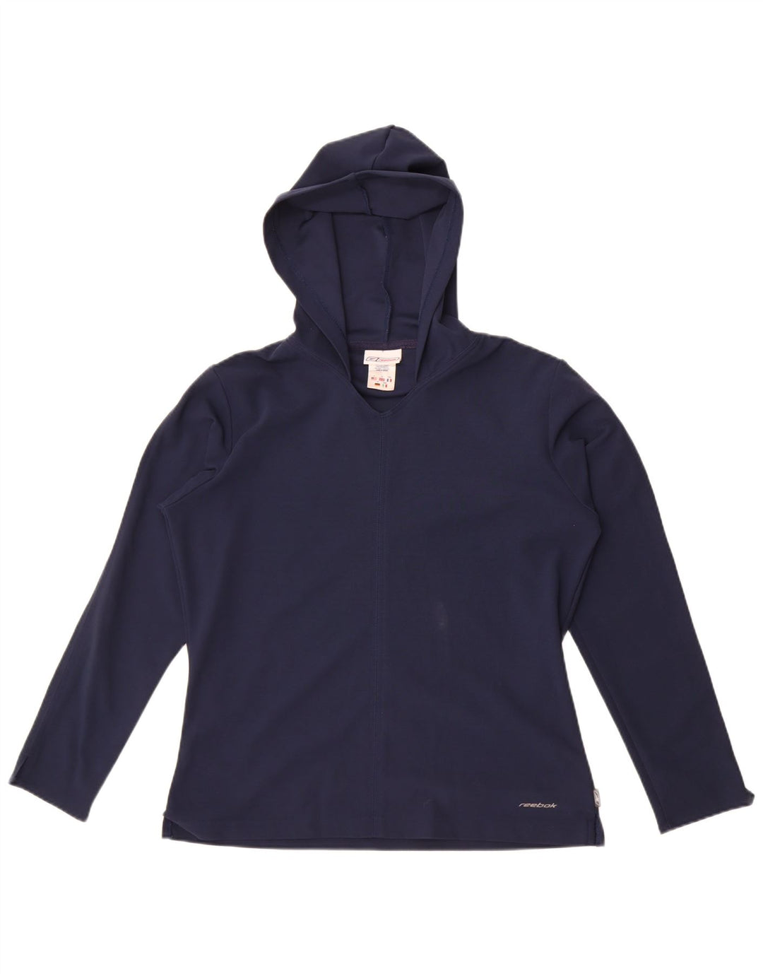 Top oversize con cappuccio da donna Reebok manica lunga UK 10 Small Blu Navy